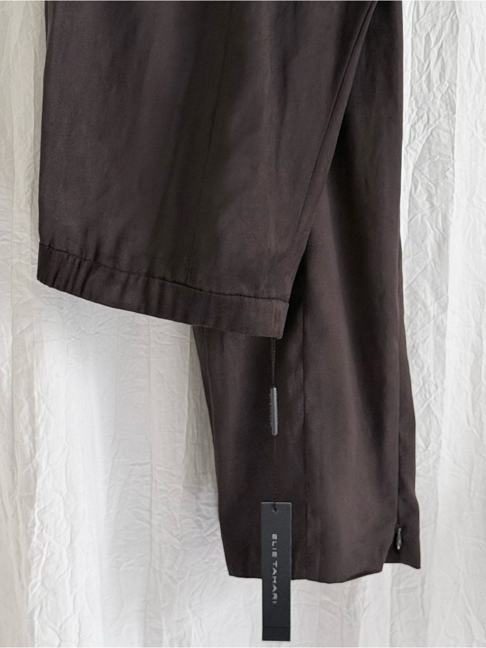 NWT Elie Tahari Faux Suede Pants 8 Brown Side Zip Ankle Zips Trousers $228